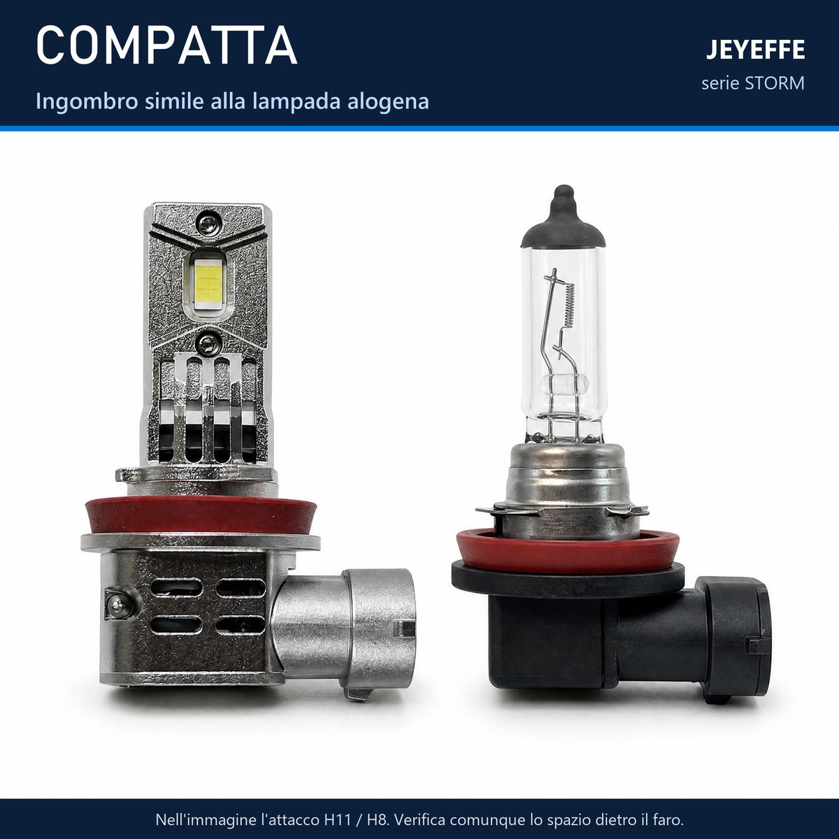 Lampada LED H11 STORM compatta, entra nel coprifaro