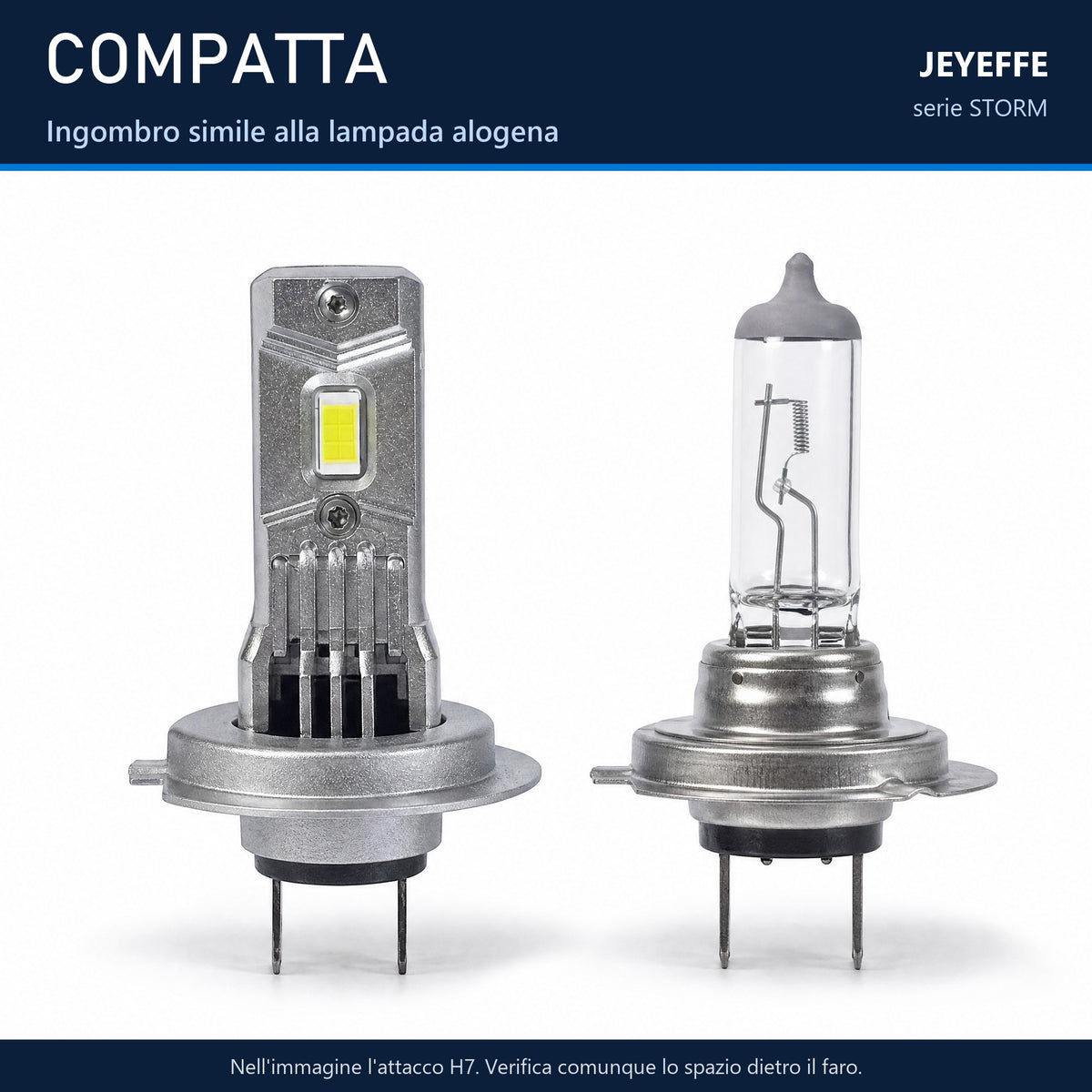Lampada LED H7 STORM compatta, entra nel coprifaro