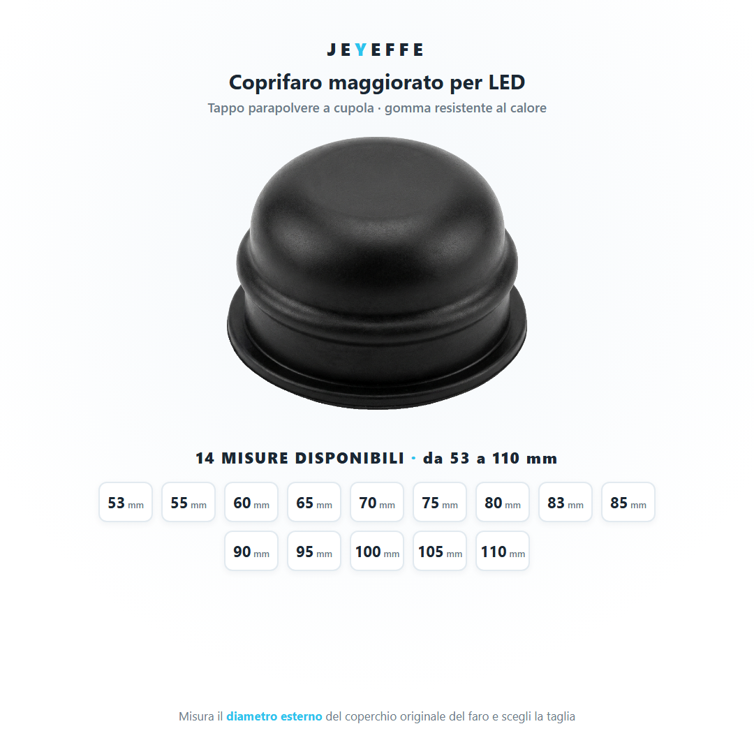 Coprifaro maggiorato LED - misure disponibili da 53 a 110 mm